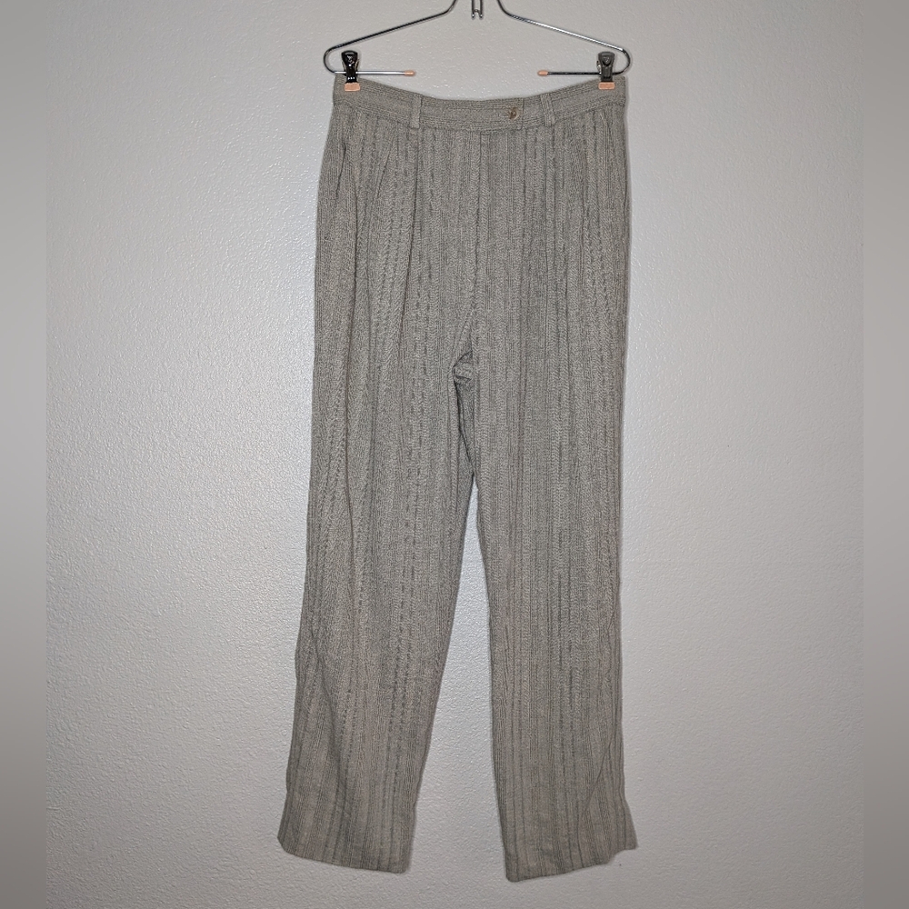 Bernard Zins Womens Gray Vintage Pleat Pinstripe Heritage Quiet Luxury Pants 12